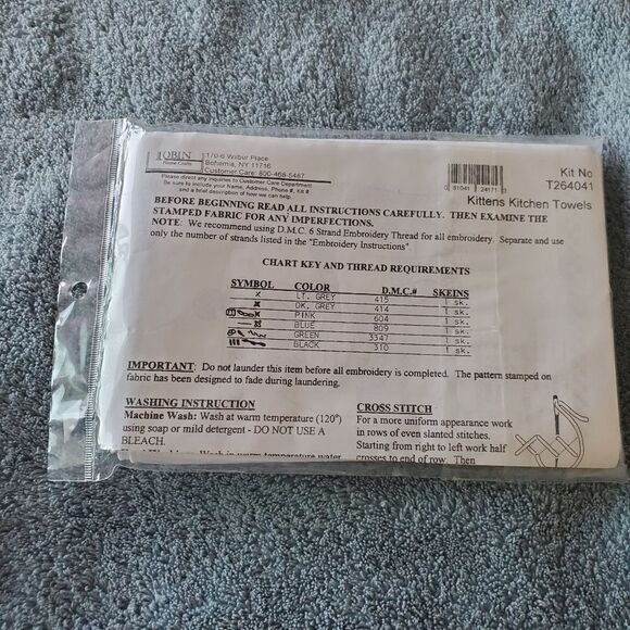 NEW Tobin Stamped for Embroidery  Kittens Kitchen Towels Set of 2 - Picture 6 of 6